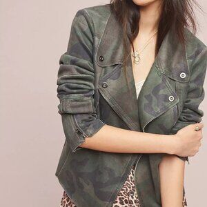 NWOT Anthropologie Marrakech Size S Camo Suede Moto Jacket